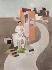 Marta Hegemann, Am Wege, Aquarell über Bleistift auf festem genarbten Aquarellpapier