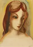 Porträt Angelika Hoerle by Heinrich Hoerle, Ölkreidezeichnung, teils laviert, und Aquarell auf geprägtem Velin, sold May 2008