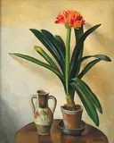 Alexander Kanoldt, Stilleben mit Clivia und Zweihenkelkrug