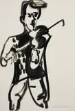 Stehender Geiger (Gustav Häusermann) by Ernst Ludwig Kirchner, Tuschpinselzeichnung auf dünnem Karton, sold May 2008