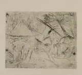 Ziegen in Landschaft (unvollendet) by Ernst Ludwig Kirchner, Original-Radierung (Kaltnadel), mit Ton gedruckt auf Velin, sold May 2008