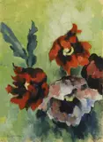Heinrich Nauen, Roter und blaßvioletter Mohn vor blaugrünem Grund