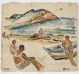 Am Strand by Mela Muter, Aquarell und Bleistiftzeichnung auf schwerem genarbten Velin, sold May 2008