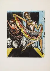 Max Pechstein, Tänzerin im Spiegel, 1923, Farbholzschnitt auf Velin