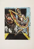 Max Pechstein, Tänzerin im Spiegel, 1923, Farbholzschnitt auf Velin