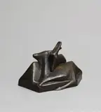 Emy Roeder, Campanische Bergziegen, Bronzeplastik. Höhe 15 cm, auf einen Holzsockel