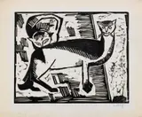Katzen by Karl Schmidt-Rottluff, Original-Holzschnitt (Reiberdruck) auf Bütten, sold May 2008