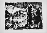 Karl Schmidt-Rottluff, Arcegno, Original-Lithographie auf Velin