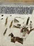 Adalbert Trillhaase, Der Überfall der Wölfe, Öl auf festem Velin