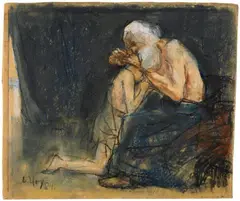 Jakob segnet Benjamin by Lesser Ury, Pastellkreiden auf Pappe (Darstellung, sold May 2008