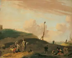 Ludolf Backhuysen the Elder, DÜNENLANDSCHAFT., Signiert unten links: L. Bakh. Öl auf Leinwand (doubliert)