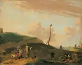 Ludolf Backhuysen the Elder, DÜNENLANDSCHAFT., Signiert unten links: L. Bakh. Öl auf Leinwand (doubliert)