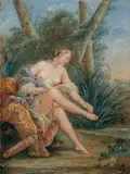 Nachfolge François Boucher, RÜCKKEHR DER DIANA VON DER JAGD., Öl auf Holz