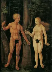 Franconian School, ADAM UND EVA., Öl auf Holz