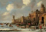 Thomas Heeremans, EISVERGNÜGEN VOR EINER STADTMAUER.