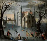 Dutch School, SCHLOSS ZUYLEN MIT EISLÄUFERN.