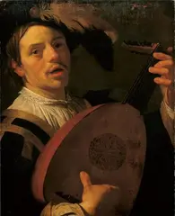 zugeschrieben Gerrit van Honthorst, LAUTENSPIELER., Bezeichnet oben rechts: (?) ntHorst. Öl auf Leinwand