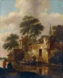Klaes (Nicolaes) Molenaer, FLUSSLANDSCHAFT MIT ARCHITEKTUR- UND FIGURENSTAFFAGE.