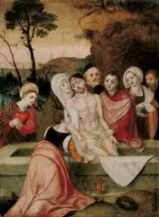 Netherlandish School, GRABLEGUNG CHRISTI., Öl auf Holz