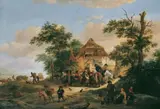 Isaack van Ostade, BAUERN VOR DEM WIRTSHAUS., Öl auf Leinwand (doubliert)