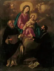 Francesco Peresi, MADONNA MIT ZWEI HEILIGEN., Öl auf Leinwand