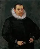Bartholomäus Reiter, HÜFTBILDNIS EINES BÄRTIGEN PATRIZIERS IN SCHWARZEM WAMS UND WEISSEM SPITZENKRAGEN., Monogrammiert oben rechts: BR. Öl auf Kupfer
