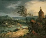 FLUSSLANDSCHAFT BEI STURM. by Johann Christian Vollerdt, Signiert unten rechts: Vollerdt. Öl auf Leinwand (doubliert), sold May 2008