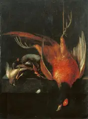 Jan Vonck, JAGDSTILLLEBEN, Öl auf Holz