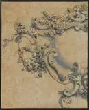 zugeschrieben Francesco Galli Bibiena, FRANCESCO GALLI BIBIENA zugeschrieben., Feder in Braun, blau laviert auf Bütten mit angeschnittenem Wasserzeichen