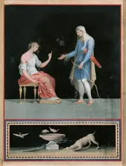 ZWEI MYTHOLOGISCHE SZENEN. by Italian School, Gouache auf geripptem Papier, sold May 2008