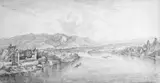 Christian Georg Schütz the Elder, FLUSSLANDSCHAFT., Signiert unten links: Schütz fect. Kohle auf Bütten