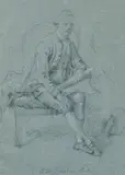 SITZENDER HERR MIT SCHRIFTSTÜCK. by Johann Heinrich Tischbein the Elder, Signiert Mitte unten: J. H. Tischbein Rath. Kohle, weiß gehöht auf grauem Tonpapier, sold May 2008