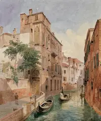 Friedrich Eibner, VENEZIANISCHER KANAL., Signiert und datiert unten links: Venedig d. 27. Nov 59. F.Eibner. Aquarell auf Bütten