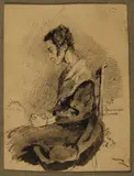 Max Klinger, REMINISCENZ AN FRAU VON B., Bezeichnet, signiert und datiert Mitte rechts: 13./I. Reminiscenz an Frau von B. MKlinger 76. Feder und Pinsel in Grau auf Papier
