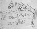Max Klinger, RAUCHENDER MANN MIT HUT UND HALSTUCH., Bleistift auf Bütten