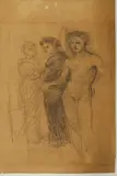 Hans von Marées, SKIZZENBLATT MIT DREI STEHENDEN FIGUREN.