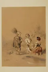 Meno Mühlig, SPIELENDE KINDER., Signiert unten links: Meno Mühlig. Graphit und Tusche auf Papier