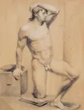 Philipp Otto Runge, MÄNNLICHER AKT, KNIEND NACH RECHTS.
