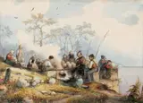 Caspar Scheuren, LAGERFEUER MIT ANGLERN.