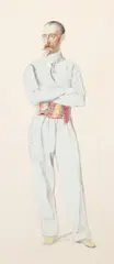 Horace Vernet, MÄNNLICHES BILDNIS IN GANZER FIGUR., Graphit und Aquarell auf Pappe