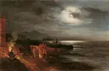 Oswald Achenbach, DIE BUCHT VON NEAPEL IM MONDLICHT.