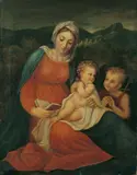 Caroline Bardua, MADONNA MIT KIND UND DEM JOHANNESKNABEN., Öl auf Leinwand
