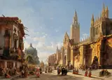 François Bossuet, PROZESSION IN SEVILLA., Signiert und datiert unten rechts: Bossuet 1873. Öl auf Leinwand