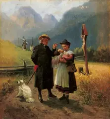 Louis Braun, DIE ERMAHNUNG DES PASTORS., Monogrammiert und datiert unten links: LB. 75. Öl auf Holz