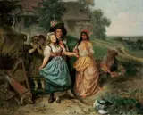 Anton Dieffenbach, DIE WAHRSAGERIN., Signiert und datiert unten links: Anton Dieffenbach 1869. Öl auf Leinwand (doubliert)