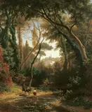 Fritz (Friedrich Carl Werner) Ebel, WALDLANDSCHAFT., Signiert und datiert unten links: F. Ebel. Öl auf Leinwand