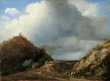 Christian Ezdorf, HÜGELIGE LANDSCHAFT MIT BURGRUINE., Signiert unten links: C. Ezdorf. Öl auf Leinwand