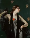 Hugo von Habermann, SCHLEIERTÄNZERIN., Signiert und datiert unten links: v. Habermann 1895. Öl auf Leinwand (doubliert)