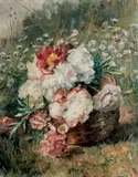 Anna Peters, STILLLEBEN MIT PFINGSTROSEN., Signiert unten links: Anna Peters. Öl auf Leinwand