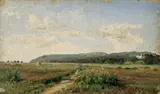 Hans Thoma, WEISSES SCHLOSS AM WEGESRAND., Monogrammiert unten rechts: HTh. Öl auf Karton